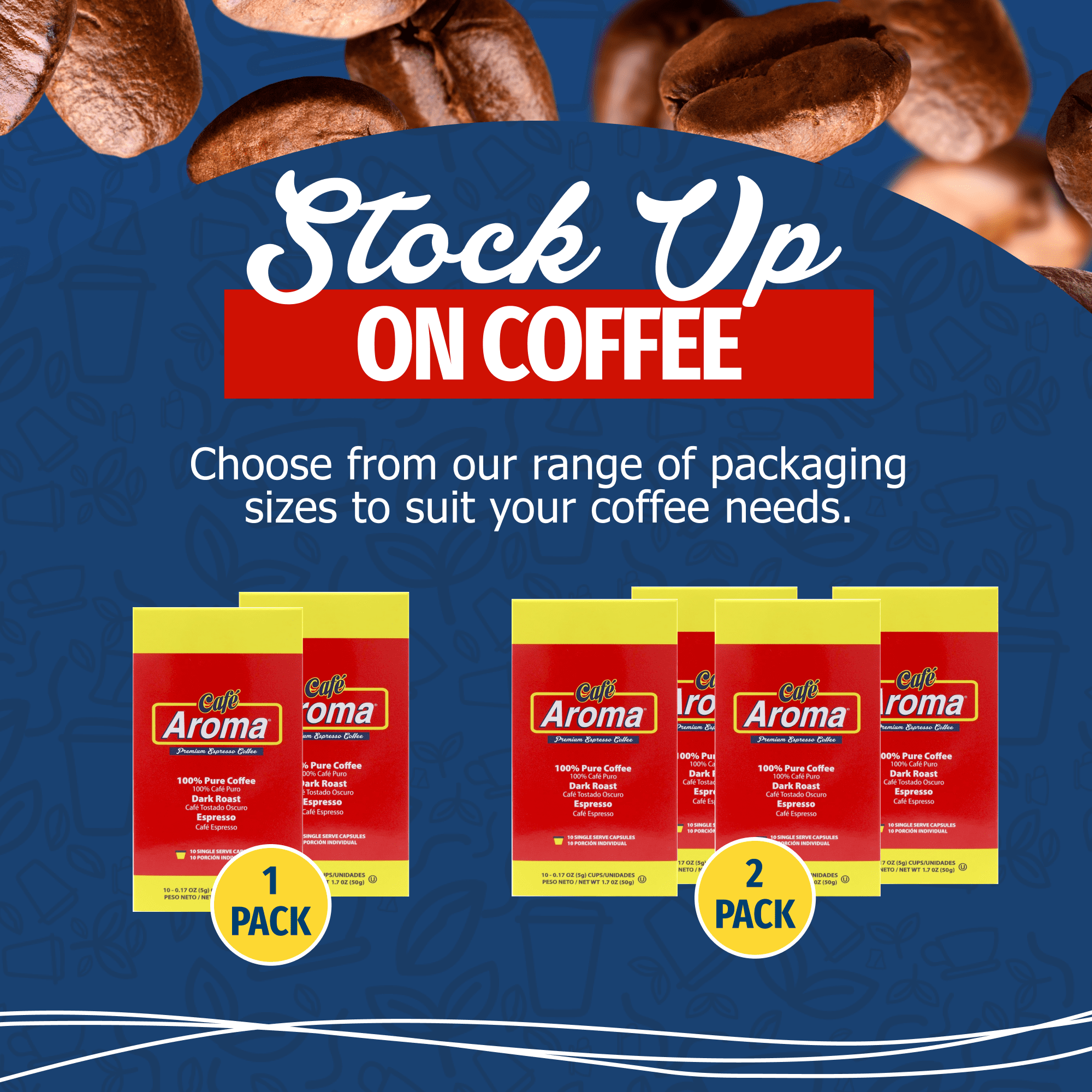 Cafe Aroma Espresso Capsules (40 Count); Pods Compatible with Nespresso OriginalLine Machines