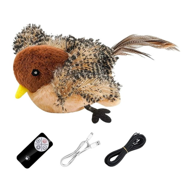 Juguete interactivo para gatos, pájaro que , realista, con sonido de aleteo, ideal para entrenamiento de cachorros, regalo para mascotas.