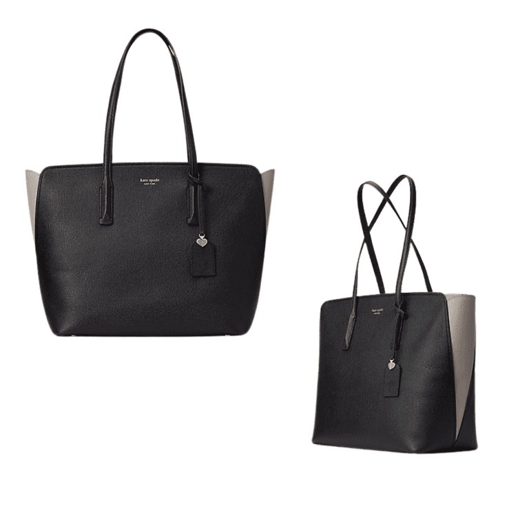 Kate Spade New York Two Tone Large Margaux Tote Style pxrua226 Women s Size 11H x 13W x 6D Strap Drop 9.5 Black