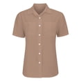 thumbnail image 4 of Outfmvch Womens Blouses Long Sleeve Women's Gauze Tops Button Down Shirt Women Blouses Work Shirt Women's Button Down Shirts Blouses for Women Business Khaki 1 M, 4 of 9
