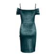 thumbnail image 4 of GDREDA Robe pour Femmes Bordure Européenne et Américaine Printemps Robe Slim à Bretelles Cordon Irrégulier Robe de Soirée 2024 Vert,TTG, 4 of 5