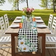 thumbnail image 4 of Table Runners 90 Inches Long Dress Scarves, Spring Floral Farmhouse Coffee/Dining/Kitchen Table Runner for Living Room, Daisy Eucalyptus Leaves Black White Plaid 13x90 Inch, 4 of 9
