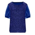 thumbnail image 6 of ZyeKqe Sequin Tops for Women Short Sleeve Velour Top Round Neck Dressy Casual Blouses Sparkly Glitter Party Top Loose Fitted, 6 of 6