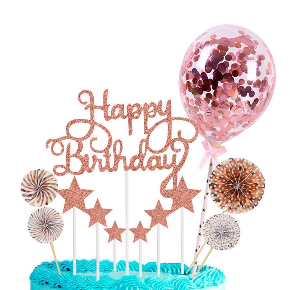 IMSHIE 1 Set Birthday Cake Toppers, Multicolour Happy Birthday Cake Decorating Toppers Confetti