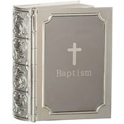 Religious Baptism Bible Keepsake Box Metal Church Book Silver 19777