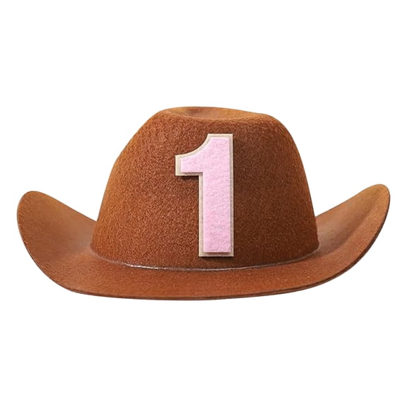 Staki Kids Girls Boys Wide Brim Western Cowboy Cowgirl Hat with Wind Lanyard Felt Hat(Pink,12 Months)