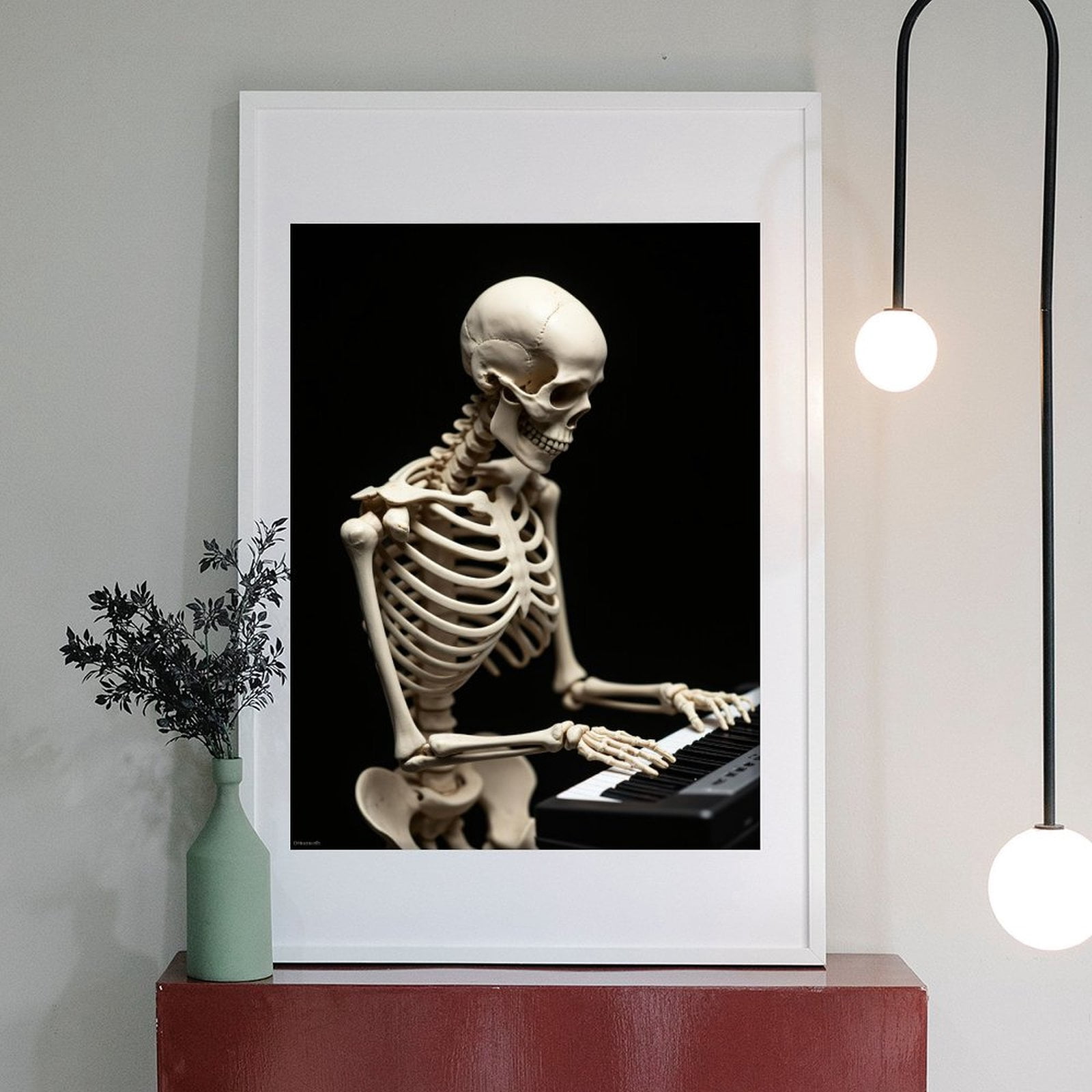 Diamond Art Kit for Adults, Skeleton Playing Keyboard Diamond Painting for Adults Beginners, DIY Diamond Art Painting Kits, 5D Diamond Painting Crafts for Home Decor 12x16 Frameless