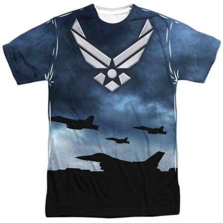 - US Armed Forces Air Force USAF Metallic Symbol Adult Front Print T-Shirt