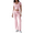 Pink, variant on Short Sleeve Set for Women Solid Color U-Neck Shirt Set Casual Drawstring Pants Sportswear Suit S-XL