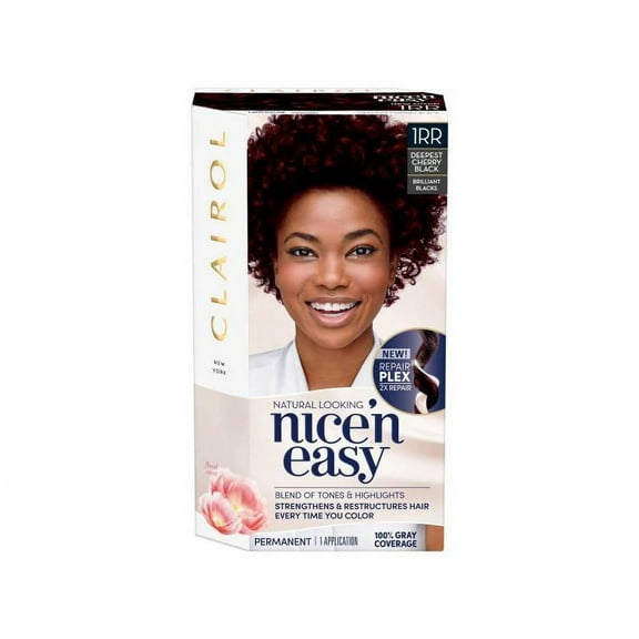 Clairol Nice’n Easy Permanent Hair Color, 1RR Deepest Cherry Black