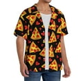 thumbnail image 4 of Vsdgher Cartoon Pizza Print Men's Wrinkle Free Untucked Cuban Shirt Business Casual Button Down Shirts Short Sleeve Shirt, 4 of 7