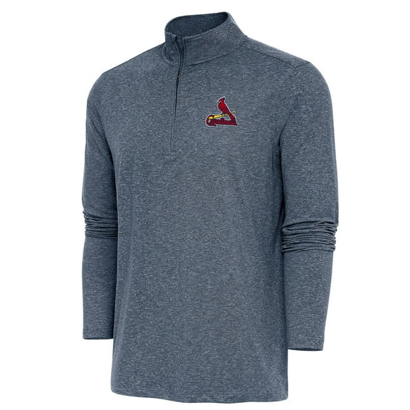 Men's Antigua  Heather Navy St. Louis Cardinals Hunk Quarter-Zip Pullover Top