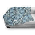 thumbnail image 3 of Moroccan Soft Flannel Fleece Blanket, Moroccan Architecture Consists of Geometrically Patterned Mosaic and Stars Eastern, Cozy Plush for Indoor and Outdoor Use, 60" x 80", Blue White, by Ambesonne, 3 of 6