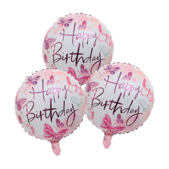 Happy Birthday Butterfly Mylar Balloon Set – 3 Pack 18 Inch Foil Birthday Balloons for Party Decorations