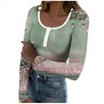 thumbnail image 5 of Generic Women's Long Sleeve Tops Casual Fall Henley Shirts Button Down Blouses Basic Floral Print Ribbed T Shirts, 5 of 6