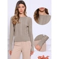 thumbnail image 2 of DARING DIVA Cable Knit Long Sleeve Crew Neck Pullover Outfits XL Beige, 2 of 6