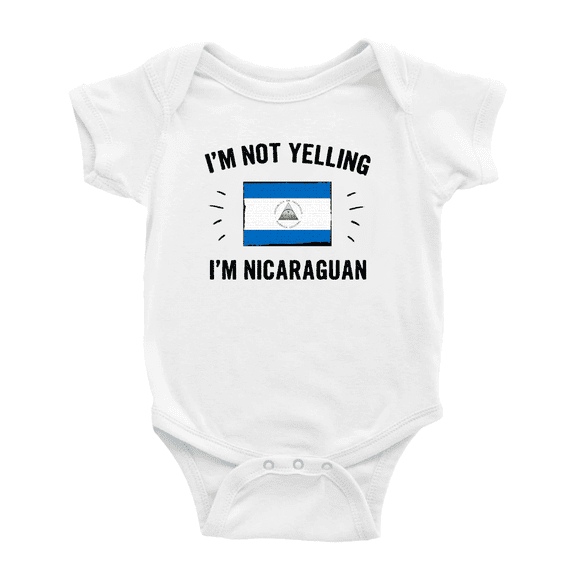 I'm Not Yelling, I'm Nicaraguan Cute Baby Rompers Baby Bodysuit (White, 12-18 Months)