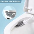 thumbnail image 5 of Escobilla de baño de silicona, escobilla de baño colgante, escobilla de baño flexible suave, escobilla de baño montada en la pared con soporte, secado rápido, mango largo extraíble, limpieza profunda, 5 of 5