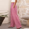 thumbnail image 4 of Women's Boho Chic Gingham Trousers with Elastic Smocked Waists and Flowy Wide Legs Cute Casual Trousers with Pockets Red L, 4 of 7