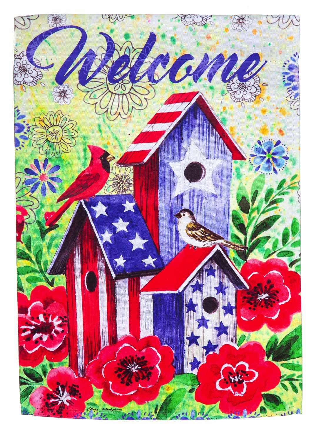Evergreen American Patriotic Birdhouse Suede Garden Flag ...