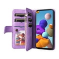 thumbnail image 3 of Multifunctional Case for Samsung A21S,[RFID Blocking] 9 Credit Cards Holder with Wrist Strap, Premium PU Leather Zipper Wallet Purse Magnetic Flip Phone Cover for Samsung Galaxy A21S, Purple, 3 of 12
