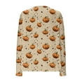 thumbnail image 3 of WTOBBY Women's Halloween Print Cardigan Long Sleeve Open Front Knit Sweater Casual Mid Length Cover Up with Pockets Spooky Design Fall Novelty Outerwear,Beige 2XL, 3 of 5