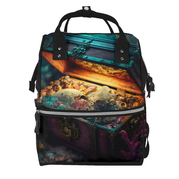 Disketp Underwater Treasure Chest Mochila de Pañales de Gran Capacidad con Múltiples Bolsillos, Mochila de Viaje Multifuncional para Bebé, Unisex, Moderna y Resistente