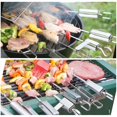 thumbnail image 4 of 10 brochetas para barbacoa con mango móvil, reutilizables, planas, de acero inoxidable, color plateado, 4 of 5