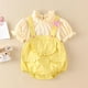 thumbnail image 2 of Gibobby Mameluco para niña de niña recién nacida, tirantes de manga corta, mono exterior, mono, ropa(Amarillo, 0-3 Meses), 2 of 4