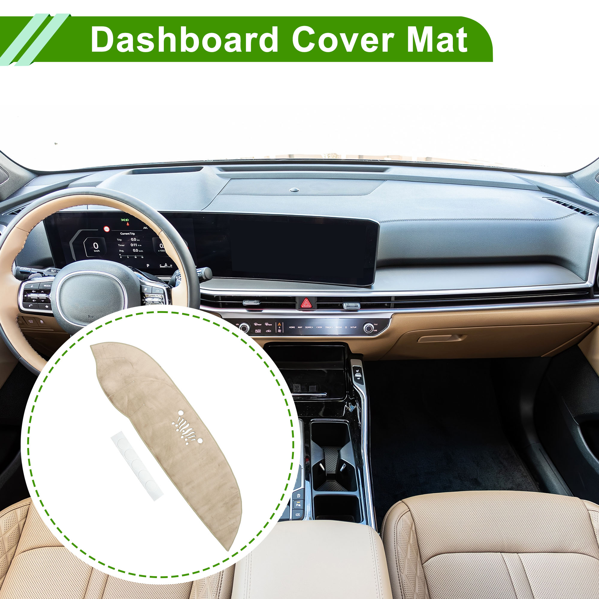 Unique Bargains Dash Cover for Kia Sorento 2016-2020 Non-Slip Center Console Mat Beige