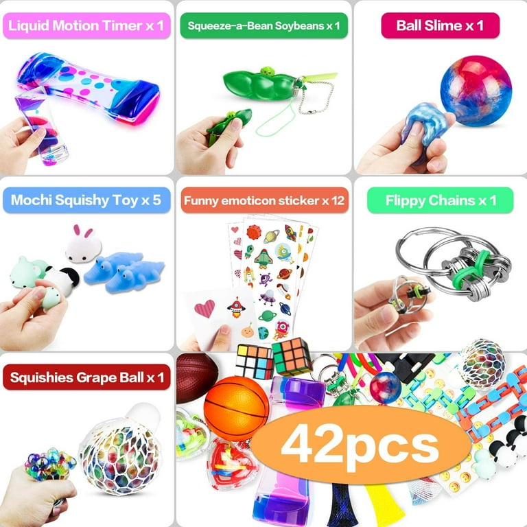  Sensory Fidget Toys Set, 27pcs Stress Relief and Anti-Anxiety  Tools Bundle for Kids and Adults, Marble and Mesh, Pack of Squeeze Balls,  Soybean Squeeze, Flippy Chain : Toys & Games