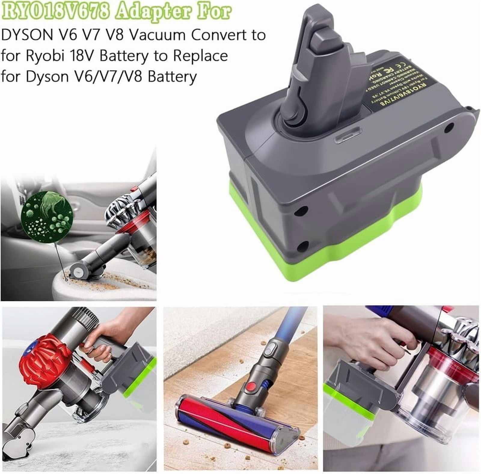 3-in-1 V6/V7/V8 Adapter for Ryobi 18V ONE+ Battery Convert to for Dyson V6/V7/V8