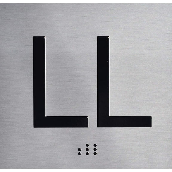 LL Floor Elevator Jamb Plate Sign (Lower Level) with Braille and Raised Number-Elevator Floor Number Sign(Silver)