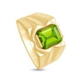 thumbnail image 4 of AFFY 8x10 mm Simulated Birthstone Men's Ring Peridot In 14K Yellow Gold Plated 925 Sterling Silver. Ring Size 8.5, 4 of 6