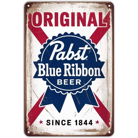 Beer tin sign Vintage Pabst Beer Metal Sign for Garden & Yard Bar Porch Garage Home Bedroom Kitchen Decor 8 x 12, easy to hang
