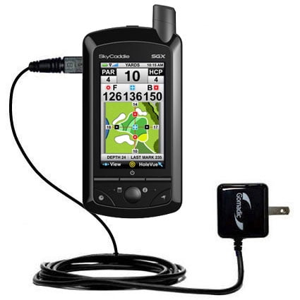 Gomadic Intelligent Compact AC Home Wall Charger suitable for the SkyGolf SkyCaddie SGXw - High output power with a convenient, foldable plug design -