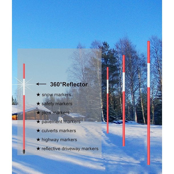 50 Pack of 36" Long Driveway Markers Snow Plow Stakes Poles Red 