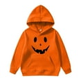 thumbnail image 3 of TrendOFT Halloween Hoodies for Toddler Boy Pumpkin Face Graphic Sweatshirt Long Sleeve Scary Hooded Shirt Orange 3-4 Years, 3 of 4