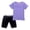 O10-Purple, variant on Ulitacool Outfits For Girl Summer Short Sleeve Round Neck Solid Color Tops Pants Charm Toddler Playsuit 3-4 Years Purple