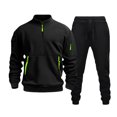 thumbnail image 2 of Men's Jogging Outfits 2 Piece Casual Half Zip Pullover Sports Tracksuits Long Sleeve Jogger Pants Sweatsuit Sets (M, Black), 2 of 4