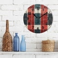 thumbnail image 3 of Yayeee 10" Wall Clock Battery Operated Quartz Round Silent Non-Ticking Home Decor, Vibrant Red Tartan Pattern, 3 of 6