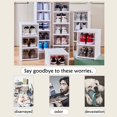 thumbnail image 2 of Shoe Organizer, Shoe Storage Cabinet Boxes Clear Plastic Stackable Collapsible Shoe Racks No Installation White (3 Tier), 2 of 8