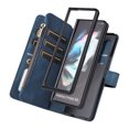 thumbnail image 5 of Wallet Case for Samsung Galaxy Z Fold4 5G 2022, Allytech PU Leather Flip Stand [15 Card Slots][1 Cash Holder][1 Ziper Pocket] Detachable Hand Strap Lanyard Shockproof Case for Women Men, Blue, 5 of 8