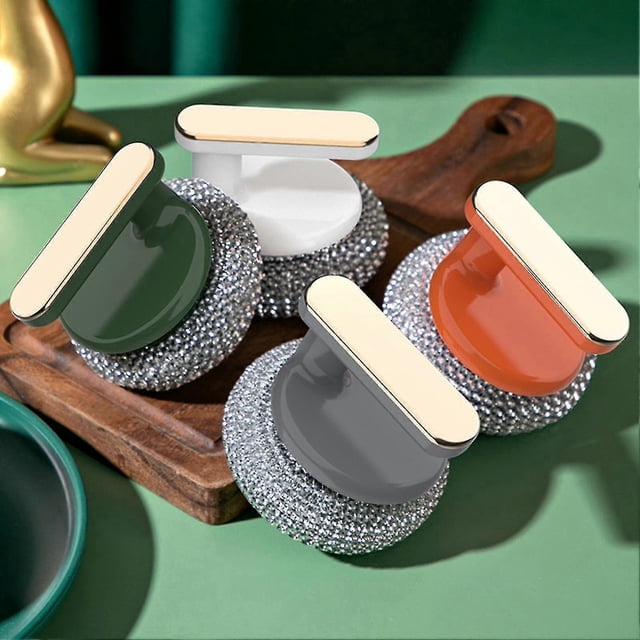 Cepillo multifuncional para ollas con mango y bola de limpieza extraíble. Cepillo para lavavajillas.