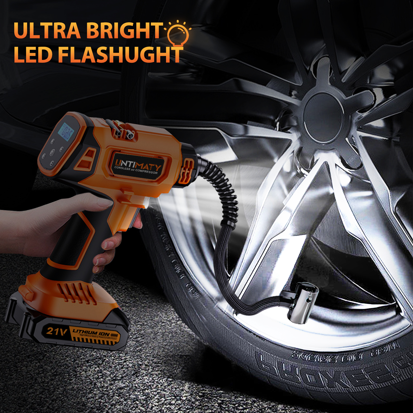 Untimaty Cordless Tire Inflator, 150PSI 21V photo 4