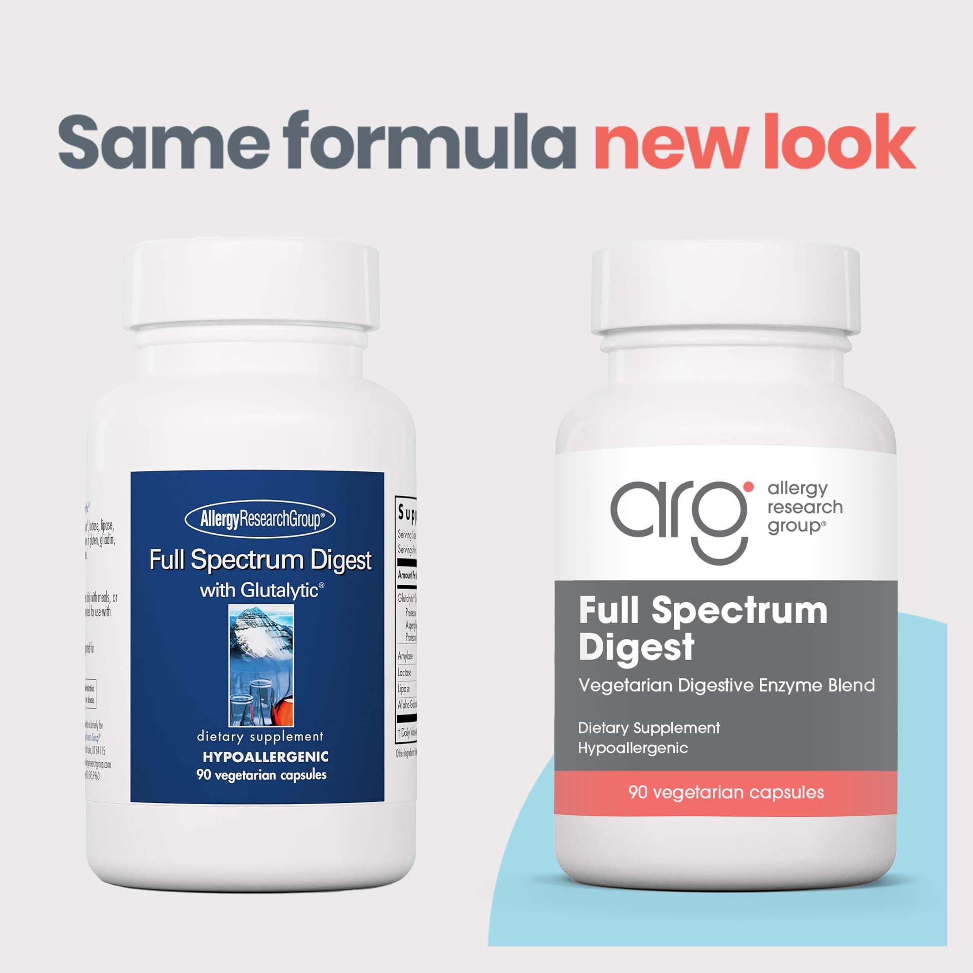 ARG Full Spectrum Digest - Vegan Enzyme Blend - Digestive Support - Hypoallergenic - 90 Servings - 90 Capsules