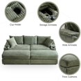 thumbnail image 2 of BUIORD 87" Sectional Couch with Ottoman, Oversized Corduroy 3-Seater Sofa with Storage Armrest and Cup Holders, Deep Seat Upholstered Couch for Living Room Bedroom, Green, 2 of 8