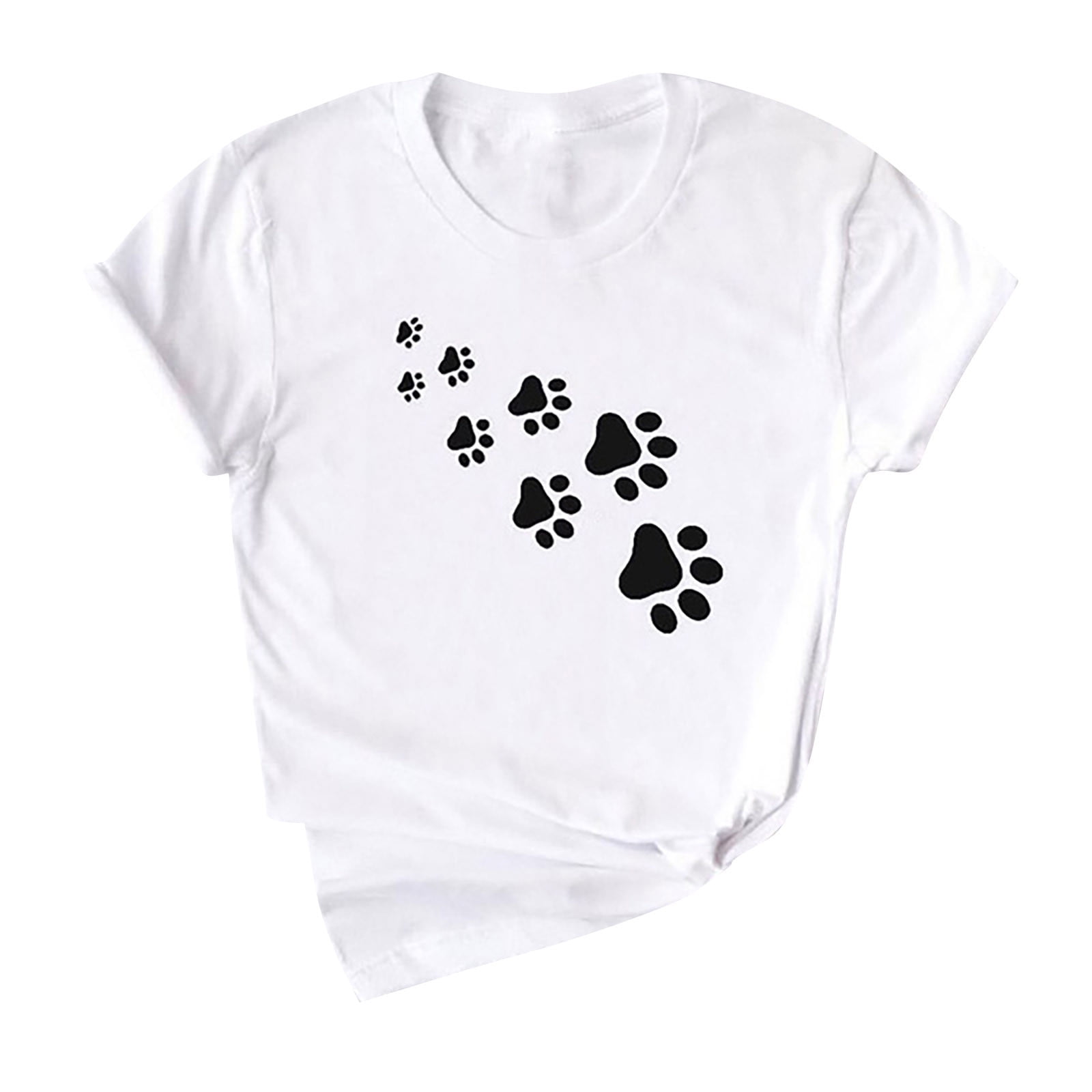Funny Dog Mama Graphic T-Shirt For Women - Casual Short Sleeve Garment Dyed Tee, Paw Print Letter
