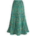 thumbnail image 1 of Jupe Paysanne Longue Réversible Femme - Boho Jupe Maxi Coton Vert/or Floral, 1 of 4