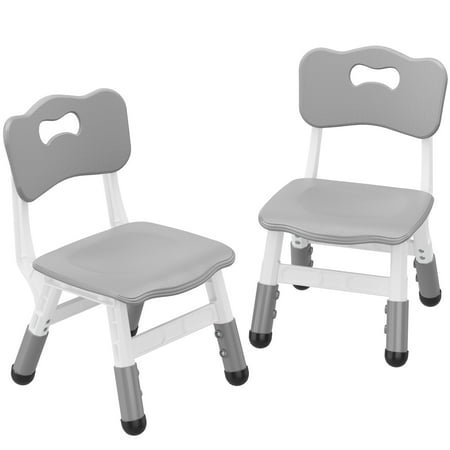 Set of 2 Plastic Toddler Chairs, Height Adjustable Kids Chairs with Ergonomic Backrest, Non-Slip Foot Pads, Stackable Design, for Home, Nursery, Playroom, Classroom